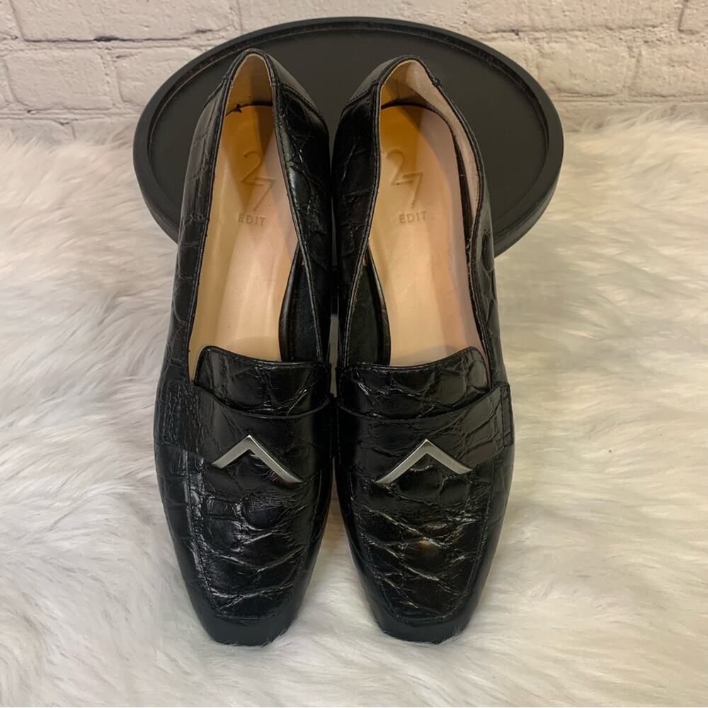 27 Edit Black Loafer with Silver Embellishment Size 9